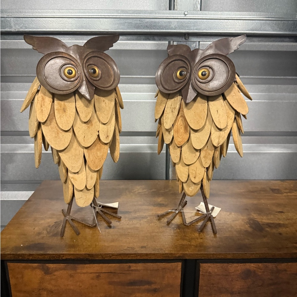 Charming Wooden Owl Figurines